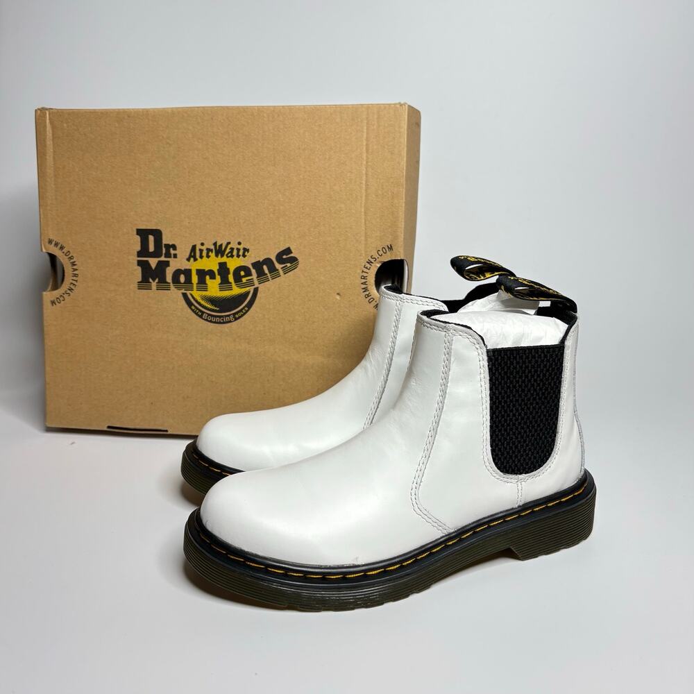 Dr. Martens Junior 2976 Leather Chelsea Boots in White